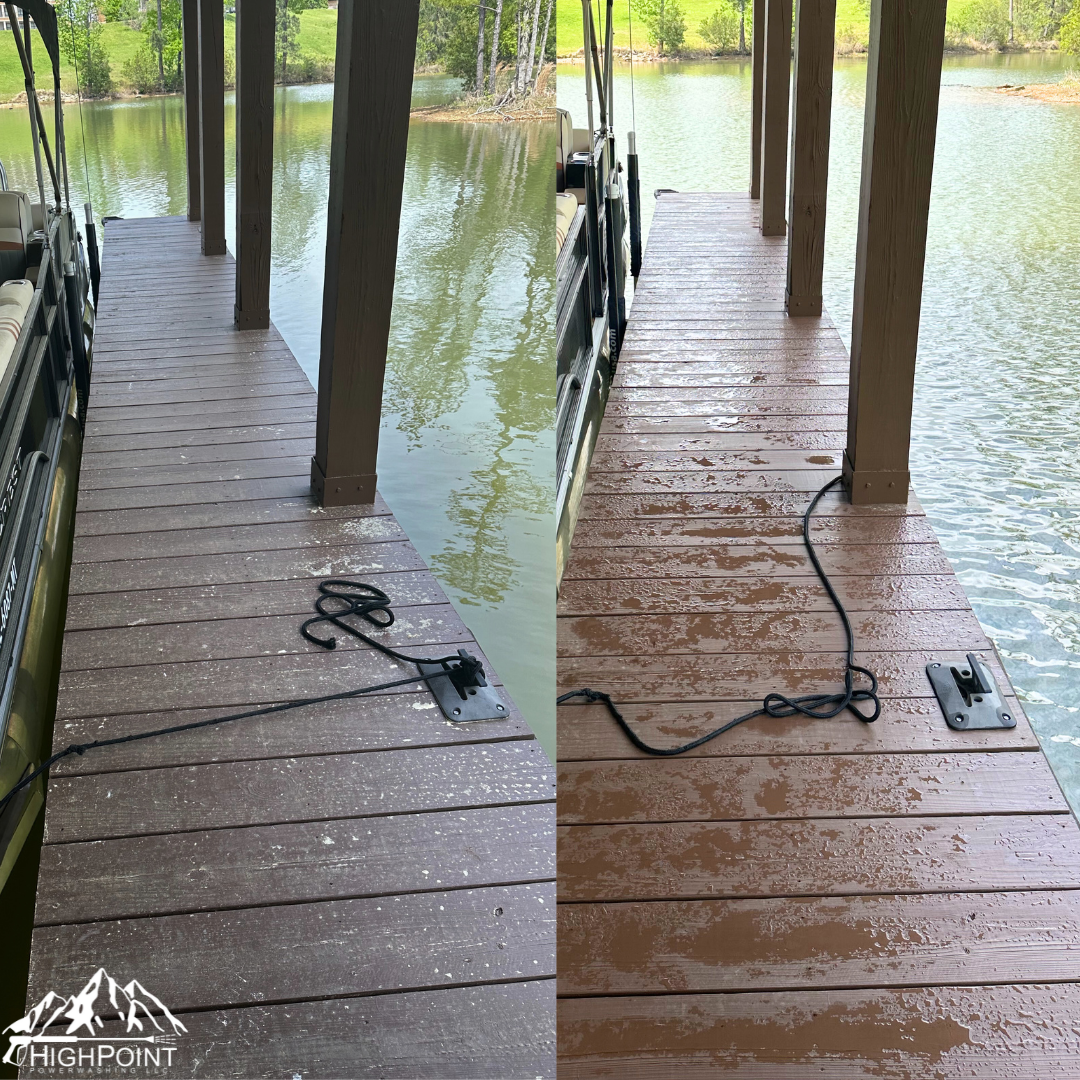 Before after boat dock cleaning